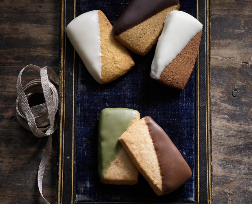 Big Island Candies - shortbread cookies dipped in chocolate, white chocolate and match